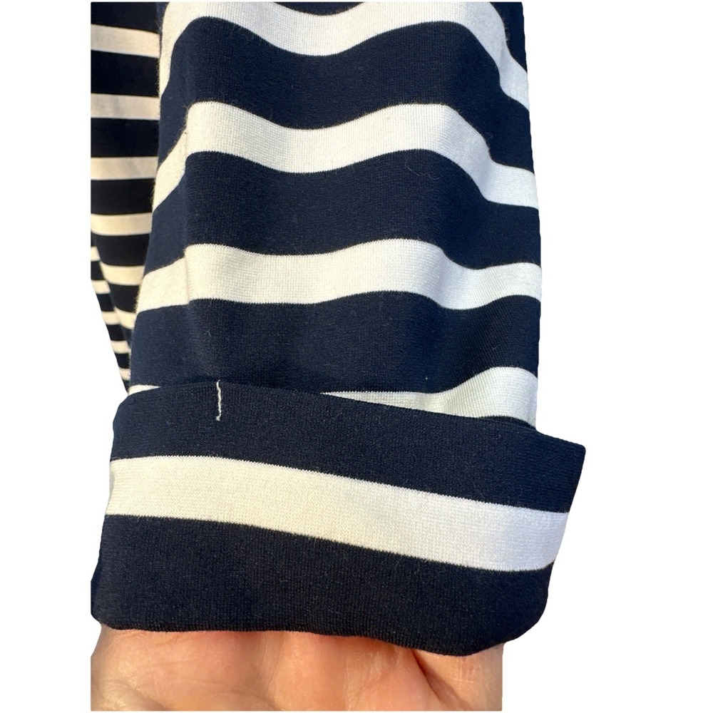 LOFT Size XL Blue & White‎ Striped 3/4 Sleeve Thick Tunic EUC - Picture 4 of 5